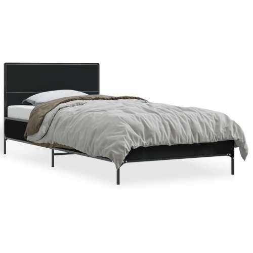 Okvir za krevet crni 90 x 190 cm od konstruiranog drvo i metal - Crna 90 x 190 cm Cijena