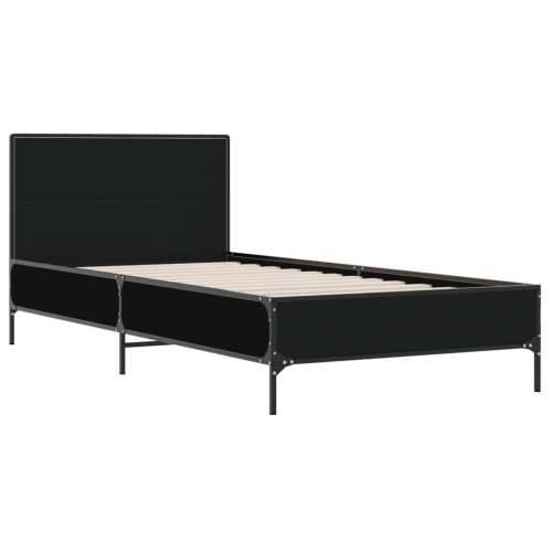 Okvir za krevet crni 90 x 190 cm od konstruiranog drvo i metal - Crna 90 x 190 cm Cijena