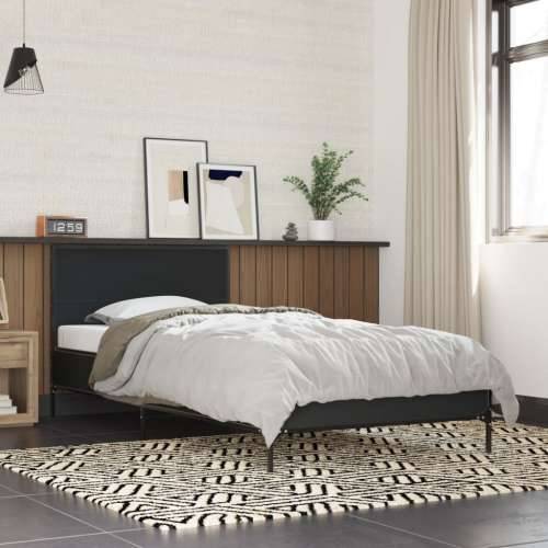 Okvir za krevet crni 90 x 190 cm od konstruiranog drvo i metal - Crna 90 x 190 cm Cijena