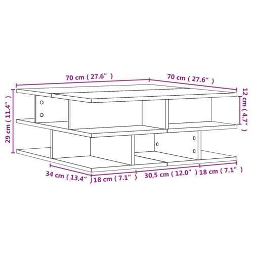 Stolić za kavu boja hrasta 70x70x29 cm konstruirano drvo - Dimljeni hrast 1 Cijena