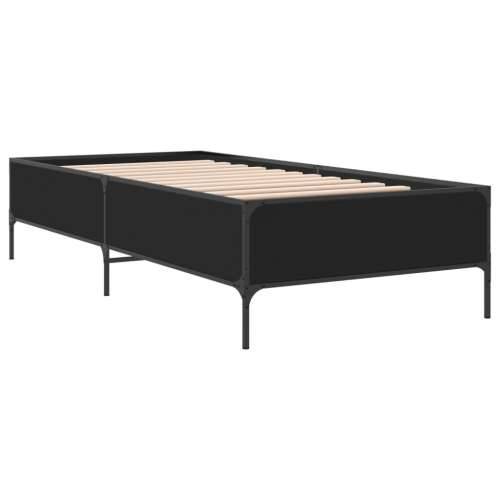 Okvir za krevet crni 75 x 190 cm od konstruirano drvo i metal Crna 75 x 190 cm 44 cm Cijena