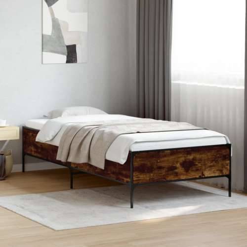 Okvir kreveta boja hrasta 75 x 190 cm konstruirano drvo i metal - Dimljeni hrast 75 x 190 cm 44 cm Cijena