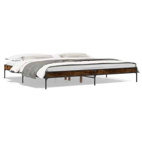 Okvir za krevet boja hrasta 200x200cm konstruirano drvo i metal - Dimljeni hrast 200 x 200 cm 30 cm Cijena