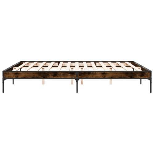 Okvir za krevet boja hrasta 200x200cm konstruirano drvo i metal - Dimljeni hrast 200 x 200 cm 30 cm Cijena