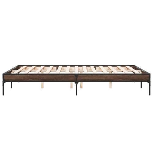 Okvir kreveta boja hrasta 160x200 cm konstruirano drvo i metal - Smeđi hrast 160 x 200 cm 30 cm Cijena