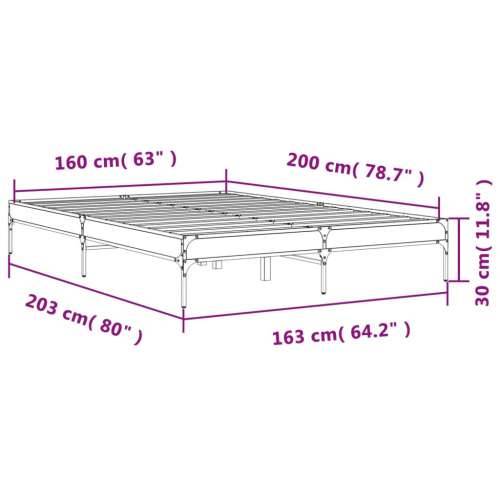 Okvir kreveta boja hrasta 160x200 cm konstruirano drvo i metal - Smeđi hrast 160 x 200 cm 30 cm Cijena