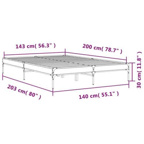 Okvir kreveta boja hrasta 140x200cm konstruirano drvo i metal Sivi hrast sonoma 140 x 200 cm 30 cm Cijena