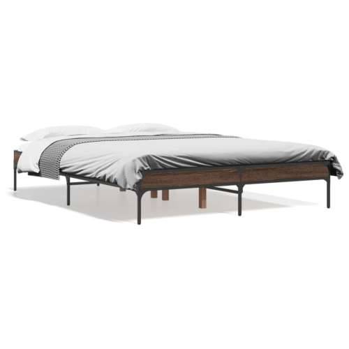 Okvir kreveta boja hrasta 120x200 cm konstruirano drvo i metal - Smeđi hrast 120 x 200 cm 30 cm Cijena