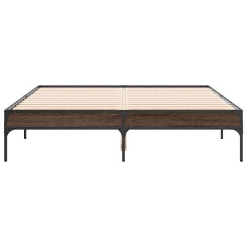 Okvir kreveta boja hrasta 120x200 cm konstruirano drvo i metal - Smeđi hrast 120 x 200 cm 30 cm Cijena