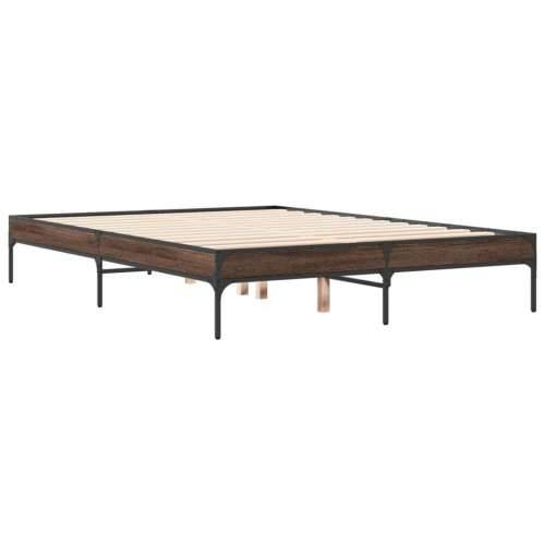 Okvir kreveta boja hrasta 120x200 cm konstruirano drvo i metal - Smeđi hrast 120 x 200 cm 30 cm Cijena