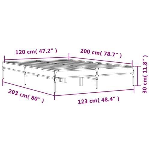 Okvir kreveta boja hrasta 120x200 cm konstruirano drvo i metal - Smeđi hrast 120 x 200 cm 30 cm Cijena
