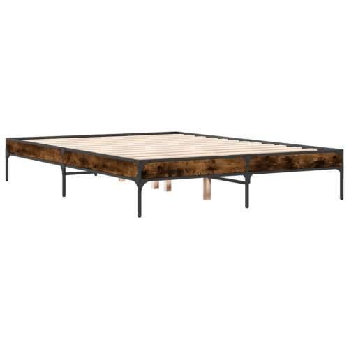Okvir kreveta boja hrasta 140x190 cm konstruirano drvo i metal - Dimljeni hrast 140 x 190 cm 30 cm Cijena