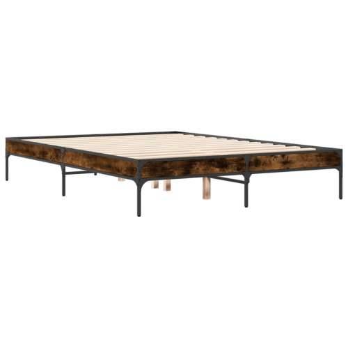 Okvir kreveta boja hrasta 140x190 cm konstruirano drvo i metal - Dimljeni hrast 140 x 190 cm 30 cm Cijena
