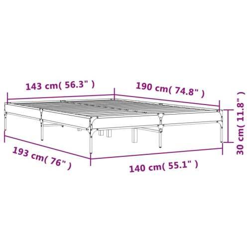 Okvir kreveta boja hrasta 140x190 cm konstruirano drvo i metal - Dimljeni hrast 140 x 190 cm 30 cm Cijena