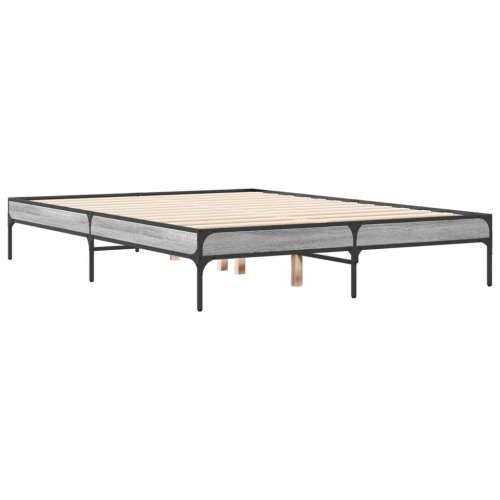 Okvir kreveta boja hrasta 135x190cm konstruirano drvo i metal - Sivi hrast sonoma 135 x 190 cm 30 cm Cijena