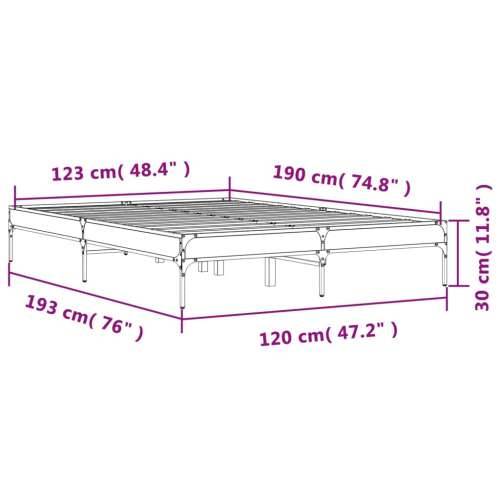 Okvir za krevet crni 120x190 cm konstruirano drvo i metal Crna 120 x 190 cm 30 cm Cijena
