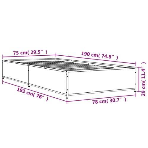 Okvir za krevet boja hrasta 75x190 cm konstruirano drvo i metal - sonoma hrast 75 x 190 cm 29 cm Cijena