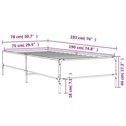 Okvir za krevet boja hrasta 75x190 cm konstruirano drvo i metal - Sivi hrast sonoma 75 x 190 cm 44 cm Cijena
