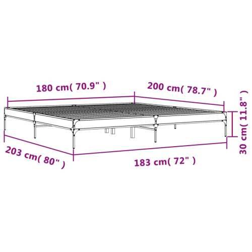 Okvir kreveta boja hrasta 180x20 cm konstruirano drvo i metal - Dimljeni hrast 180 x 200 cm 30 cm Cijena