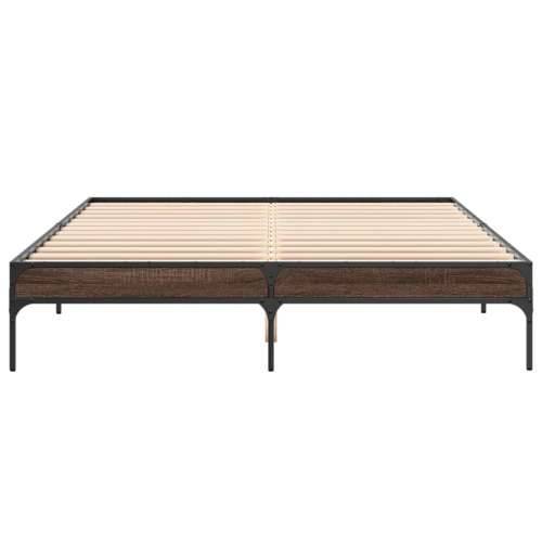 Okvir za krevet smeđi hrast 150x200cm konstruirano drvo i metal - Smeđi hrast 150 x 200 cm 30 cm Cijena