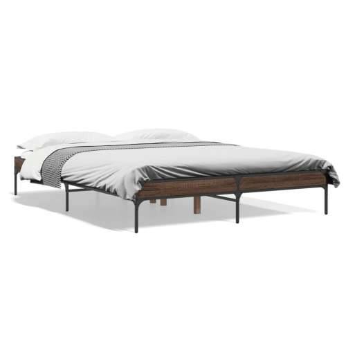 Okvir kreveta smeđi hrast 140x200cm konstruirano drvo i metal - Smeđi hrast 140 x 200 cm 30 cm Cijena