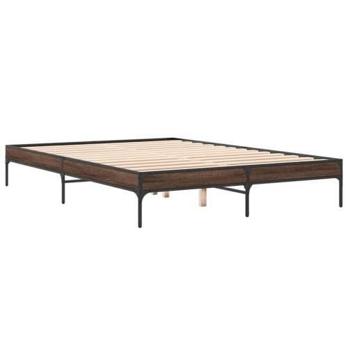 Okvir kreveta smeđi hrast 140x200cm konstruirano drvo i metal - Smeđi hrast 140 x 200 cm 30 cm Cijena