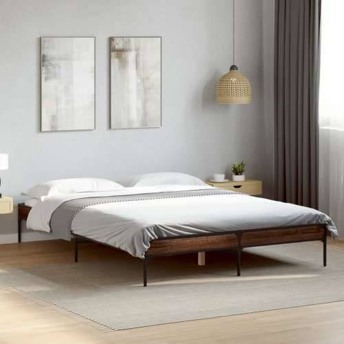 Okvir kreveta smeđi hrast 140x200cm konstruirano drvo i metal - Smeđi hrast 140 x 200 cm 30 cm Cijena