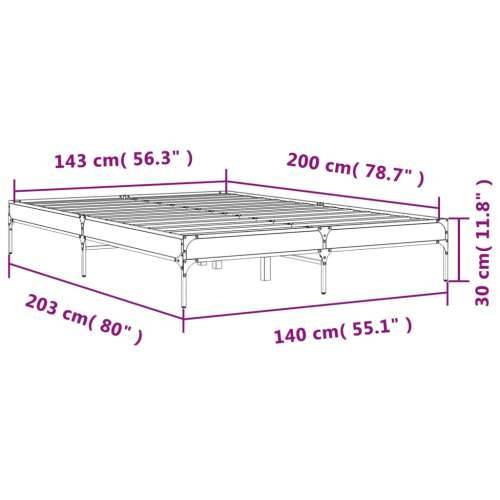 Okvir kreveta smeđi hrast 140x200cm konstruirano drvo i metal - Smeđi hrast 140 x 200 cm 30 cm Cijena