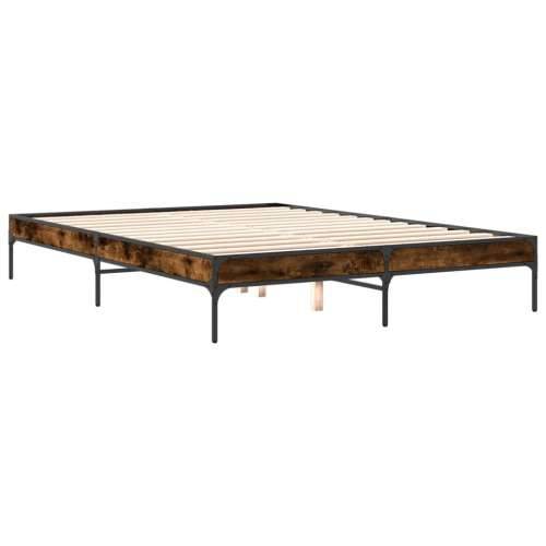 Okvir kreveta boja hrasta 140x200 cm konstruirano drvo i metal - Dimljeni hrast 140 x 200 cm 30 cm Cijena