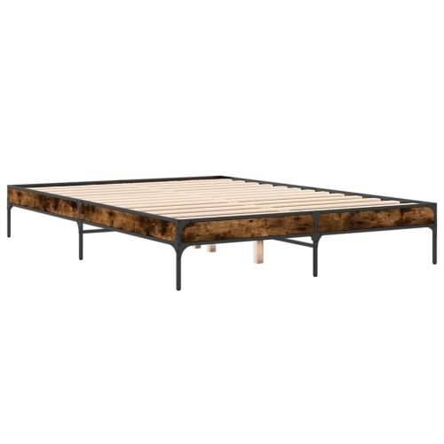 Okvir kreveta boja hrasta 140x200 cm konstruirano drvo i metal - Dimljeni hrast 140 x 200 cm 30 cm Cijena