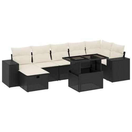 Vrtna garnitura - 8-dijelni set vrtnih sofa od poliratana s jastucima crni - Crna i krem bez spremišta 1 Cijena