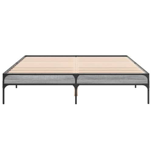 Okvir za krevet boja hrasta 150x200cm konstruirano drvo i metal - Sivi hrast sonoma 150 x 200 cm 30 cm Cijena
