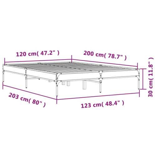 Okvir kreveta boja hrasta 120x200 cm konstruirano drvo i metal - Dimljeni hrast 120 x 200 cm 30 cm Cijena
