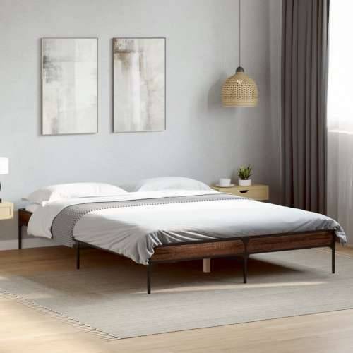 Okvir za krevet smeđi hrast 140x190cm konstruirano drvo i metal - Smeđi hrast 140 x 190 cm 30 cm Cijena