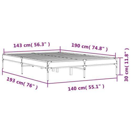 Okvir za krevet smeđi hrast 140x190cm konstruirano drvo i metal - Smeđi hrast 140 x 190 cm 30 cm Cijena