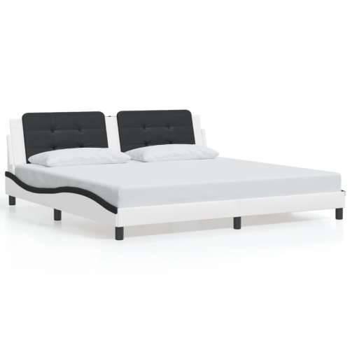 Okvir kreveta LED bijelo-crni 200 x 200 cm umjetna koža - Bijela i crna 200 x 200 cm Cijena