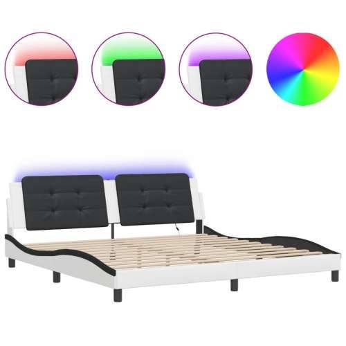 Okvir kreveta LED bijelo-crni 200 x 200 cm umjetna koža - Bijela i crna 200 x 200 cm Cijena