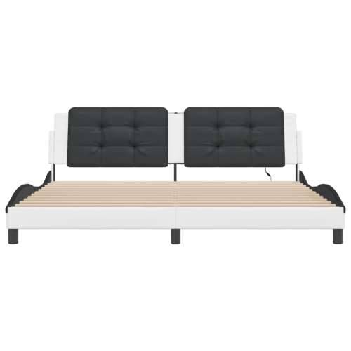 Okvir kreveta LED bijelo-crni 200 x 200 cm umjetna koža - Bijela i crna 200 x 200 cm Cijena