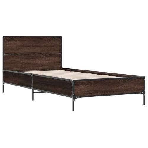 Okvir za krevet smeđi hrast 90x200 cm konstruirano drvo i metal - Smeđi hrast 90 x 200 cm Cijena