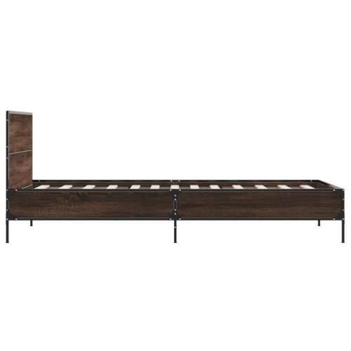 Okvir za krevet smeđi hrast 90x200 cm konstruirano drvo i metal - Smeđi hrast 90 x 200 cm Cijena