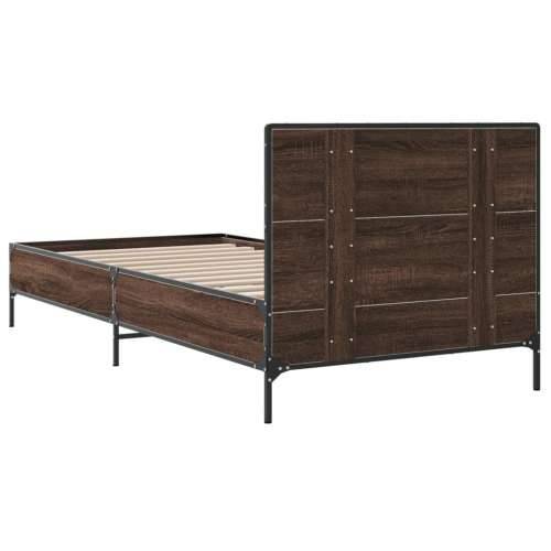 Okvir za krevet smeđi hrast 90x200 cm konstruirano drvo i metal - Smeđi hrast 90 x 200 cm Cijena