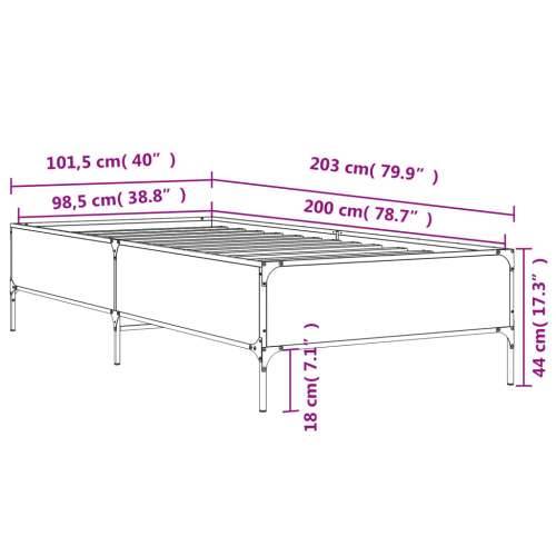 Okvir za krevet crni 100x200 cm konstruirano drvo i metal - Crna 100 x 200 cm 44 cm Cijena