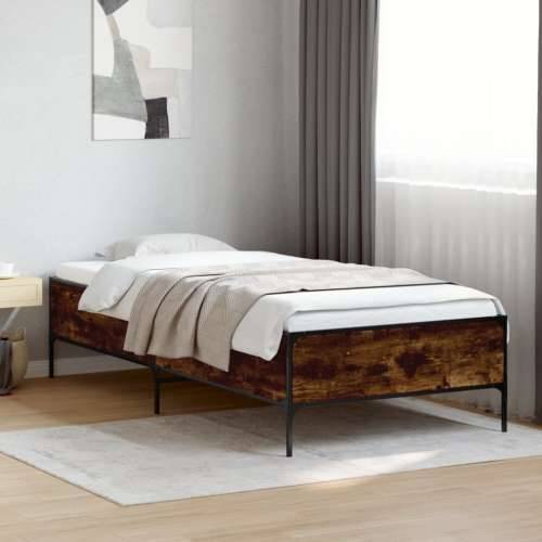 Okvir za krevet boja hrasta 90x200 cm konstruirano drvo i metal - Dimljeni hrast 90 x 200 cm 44 cm Cijena
