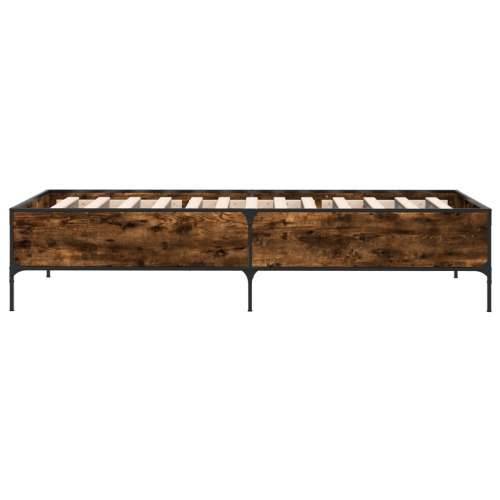 Okvir za krevet boja hrasta 90x200 cm konstruirano drvo i metal - Dimljeni hrast 90 x 200 cm 44 cm Cijena