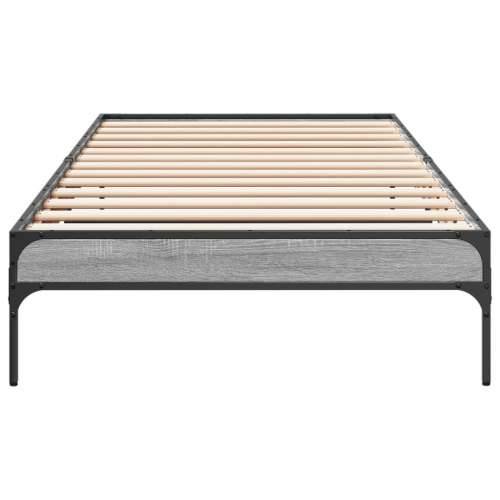 Okvir za krevet boja hrasta 100x200cm konstruirano drvo i metal - Sivi hrast sonoma 100 x 200 cm 30 cm Cijena