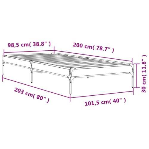 Okvir za krevet boja hrasta 100x200cm konstruirano drvo i metal - Sivi hrast sonoma 100 x 200 cm 30 cm Cijena