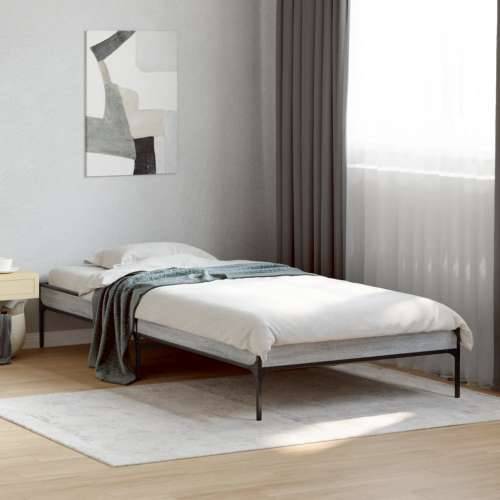 Okvir za krevet boja hrasta 90x200 cm konstruirano drvo i metal - Sivi hrast sonoma 90 x 200 cm 30 cm Cijena