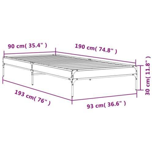 Okvir za krevet smeđi hrast 90x190 cm konstruirano drvo i metal - Smeđi hrast 90 x 190 cm 30 cm Cijena