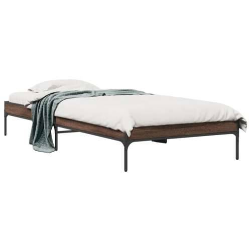 Okvir za krevet smeđi hrast 75x190 cm konstruirano drvo i metal - Smeđi hrast 75 x 190 cm 30 cm Cijena