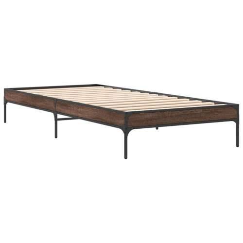 Okvir za krevet smeđi hrast 75x190 cm konstruirano drvo i metal - Smeđi hrast 75 x 190 cm 30 cm Cijena